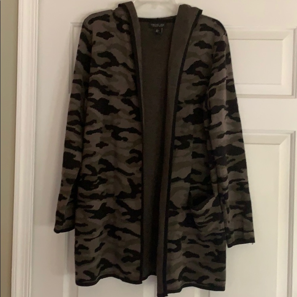 Rachel Zoe Hooded Camo Cardigan